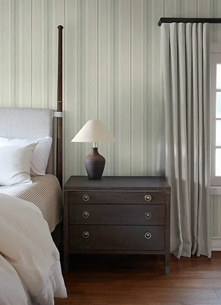 A-Street Prints Ames Seafoam Linen Stripe Wallpaper - SKU 4173-27664