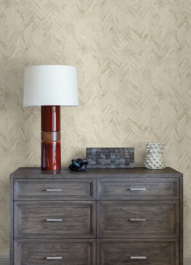 A-Street Prints Amesemi Cream Distressed Herringbone Wallpaper - SKU 4105-86613
