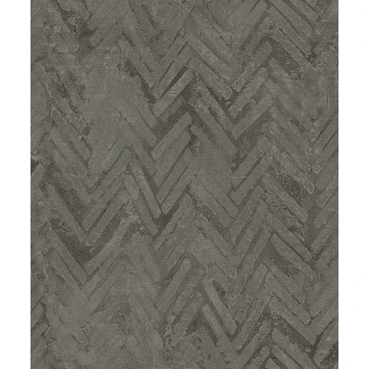 4105-86611 | Amesemi Dark Grey Distressed Herringbone Wallpaper