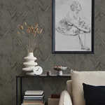 A-Street Prints Amesemi Dark Grey Distressed Herringbone Wallpaper | Wallpaper Twins A-Street Prints Amesemi Dark Grey Distressed Herringbone Wallpaper - SKU 4105-86611