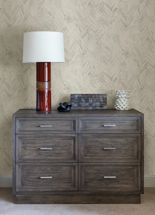 A-Street Prints Amesemi Off White Distressed Herringbone Wallpaper - SKU 4105-86614
