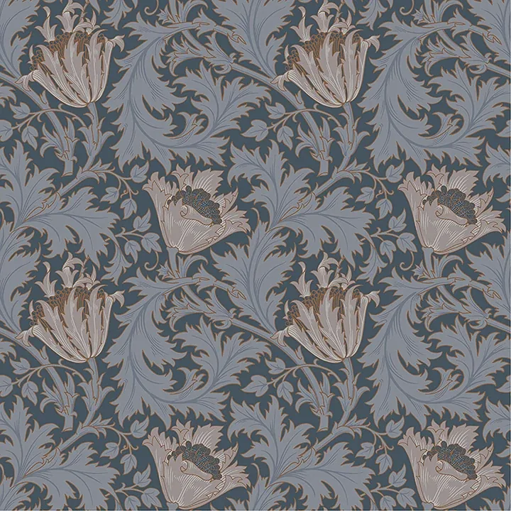 4153-82006 | Anemone Dark Blue Floral Trail Wallpaper