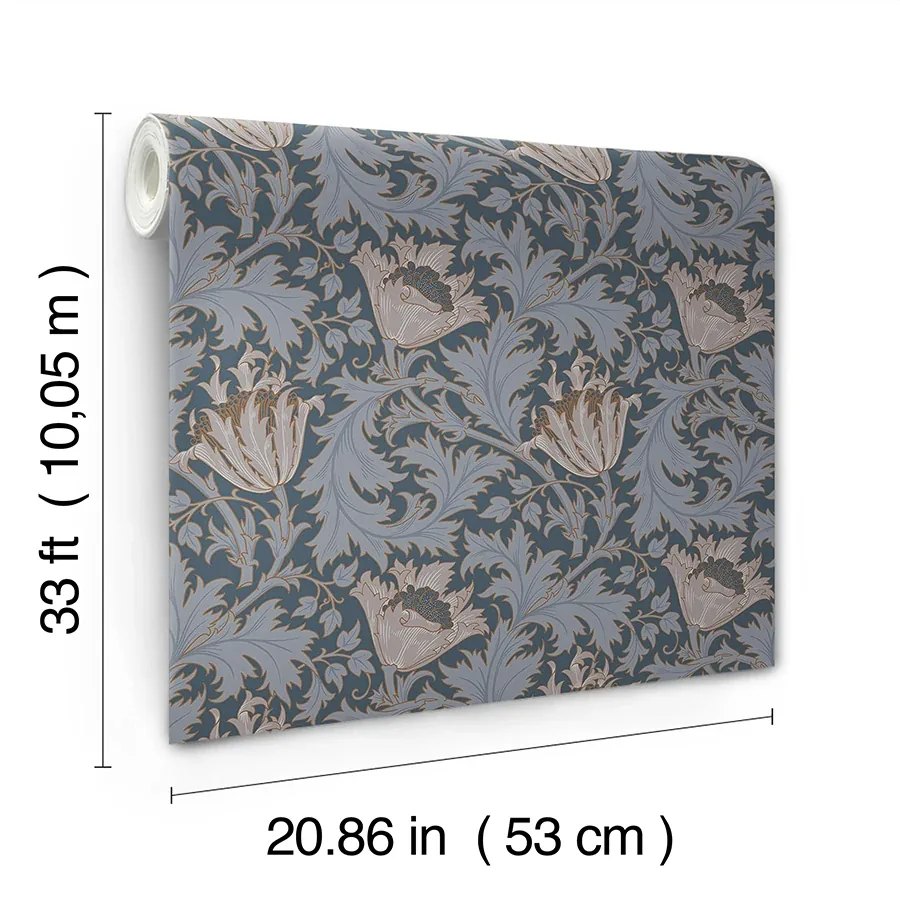 A-Street Prints Anemone Dark Blue Floral Trail Wallpaper | Wallpaper Twins A-Street Prints Anemone Dark Blue Floral Trail Wallpaper - SKU 4153-82006