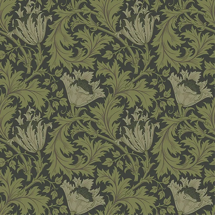 4153-82005 | Anemone Dark Green Floral Trail Wallpaper