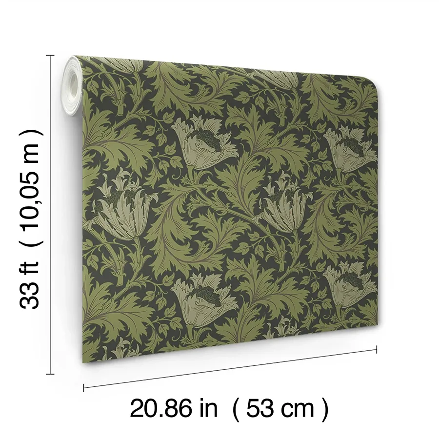 A-Street Prints Anemone Dark Green Floral Trail Wallpaper | Wallpaper Twins A-Street Prints Anemone Dark Green Floral Trail Wallpaper - SKU 4153-82005