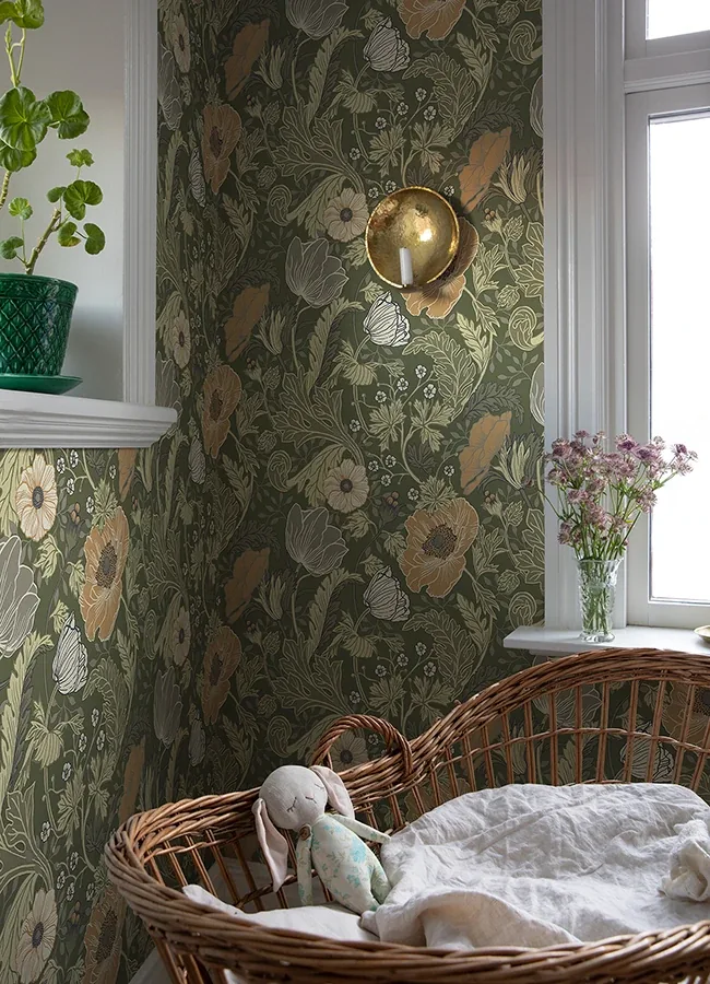 A-Street Prints Anemone Green Floral Wallpaper | Wallpaper Twins A-Street Prints Anemone Green Floral Wallpaper - SKU 4080-44104