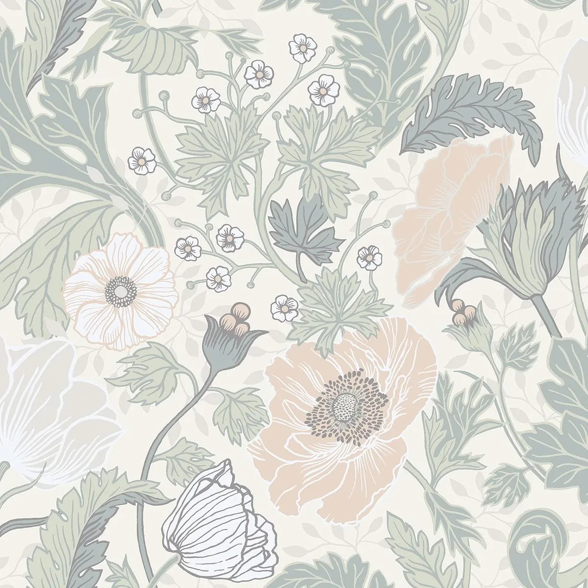 2948-33000 | Anemone Light Grey Floral Wallpaper