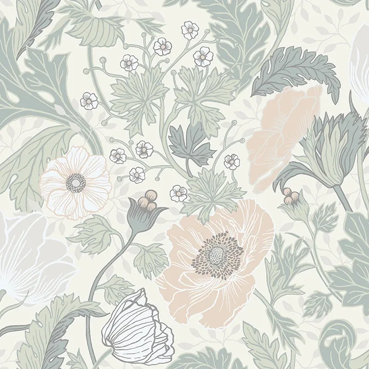 4080-33000 | Anemone Light Grey Floral Wallpaper