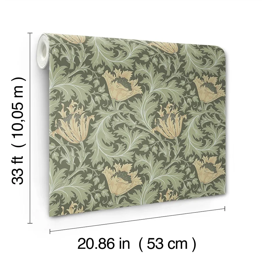 A-Street Prints Anemone Moss Floral Trail Wallpaper | Wallpaper Twins A-Street Prints Anemone Moss Floral Trail Wallpaper - SKU 4153-82004