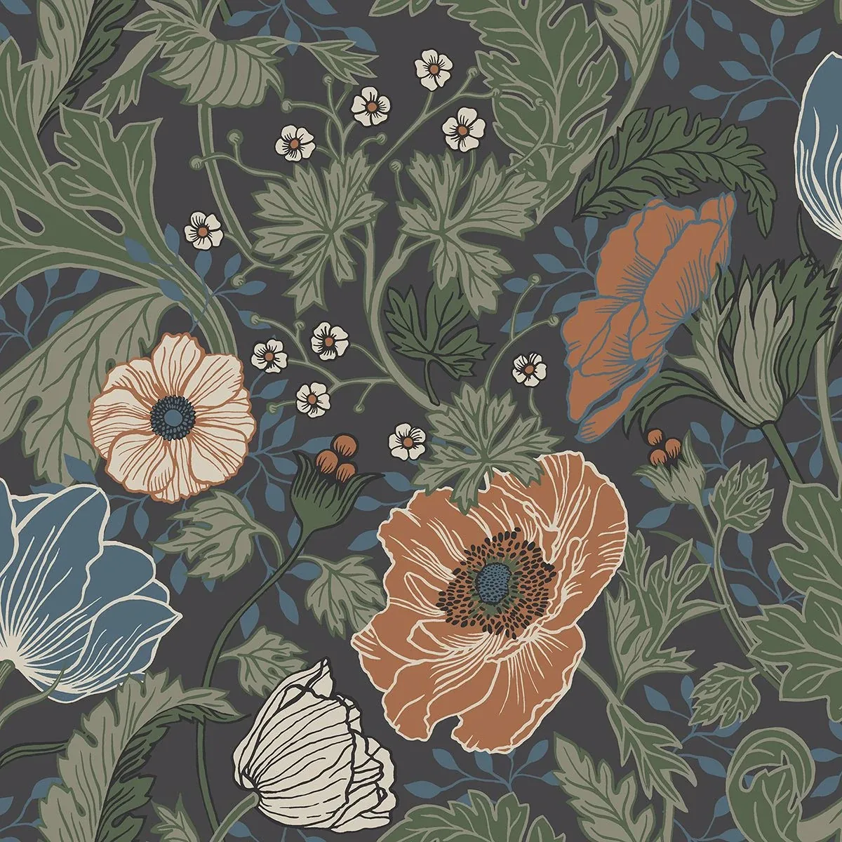 2948-33003 | Anemone Multicolor Floral Wallpaper