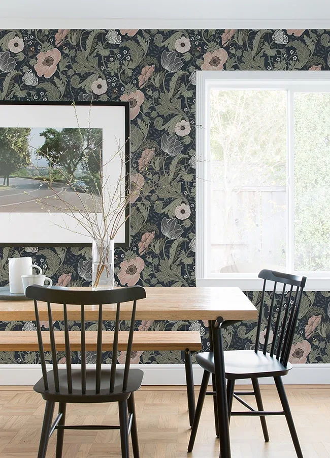 A-Street Prints Anemone Navy Floral Wallpaper | Wallpaper Twins A-Street Prints Anemone Navy Floral Wallpaper - SKU 4080-44103