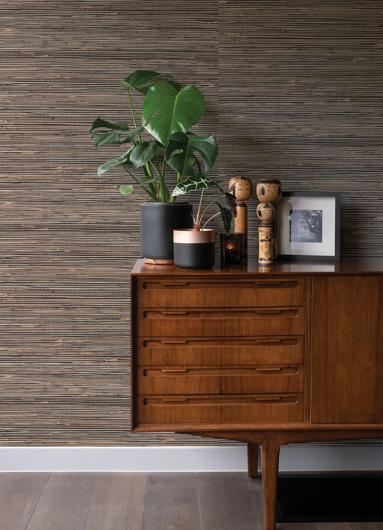 A-Street Prints Anhui Black Grasscloth Wallpaper - SKU 2923-89475