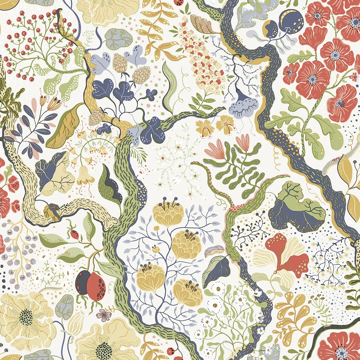 2932-65102 | Ann Green Floral Vines Wallpaper
