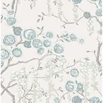 A-Street Prints Aqua Peony Tree Wallpaper - SKU 2785-24832