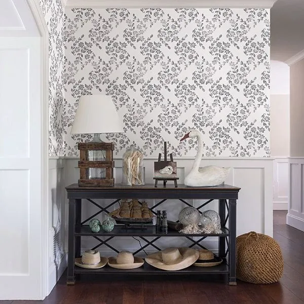 A-Street Prints Arabesque Grey Floral Trail Wallpaper | Wallpaper Twins A-Street Prints Arabesque Grey Floral Trail Wallpaper - SKU 2901-25429