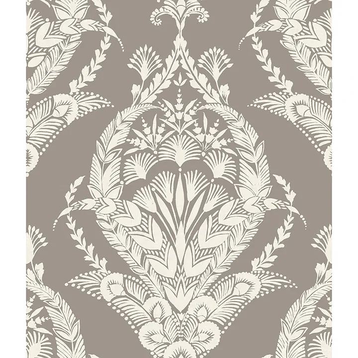 4120-26816 | Arlie Grey Botanical Damask Wallpaper