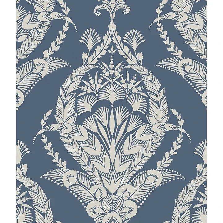 4120-26817 | Arlie Indigo Botanical Damask Wallpaper