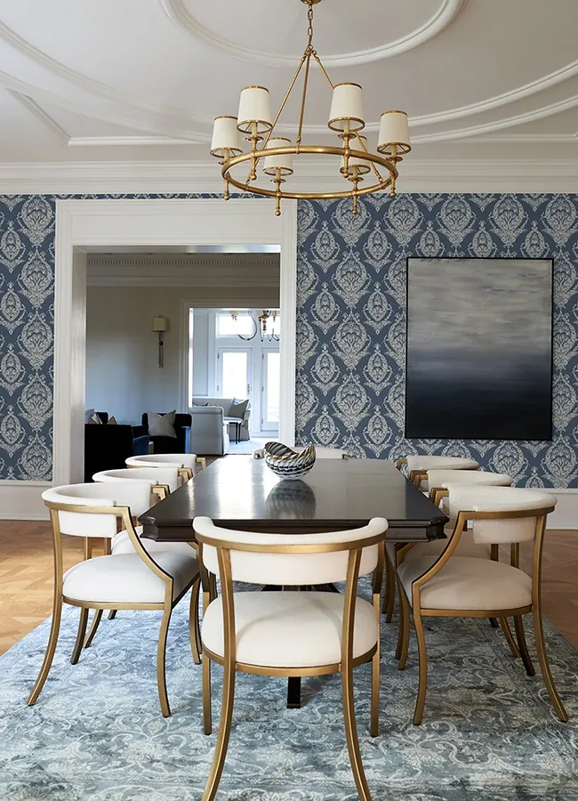 A-Street Prints Arlie Indigo Botanical Damask Wallpaper - SKU 4120-26817