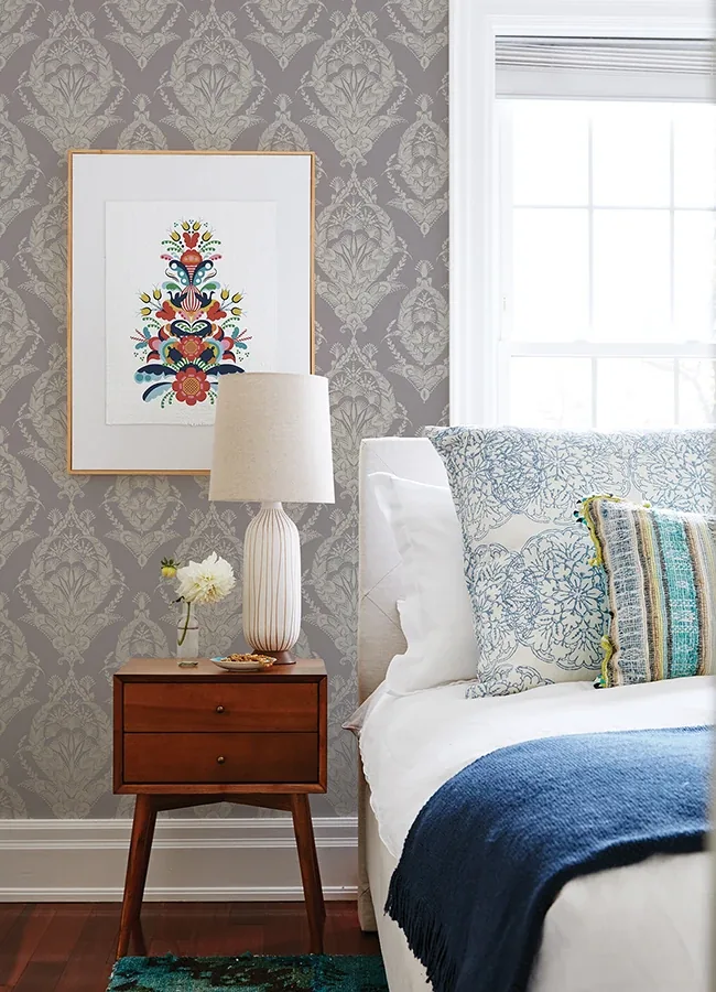 A-Street Prints Arlie Lavender Botanical Damask Wallpaper | Wallpaper Twins A-Street Prints Arlie Lavender Botanical Damask Wallpaper - SKU 4120-26820