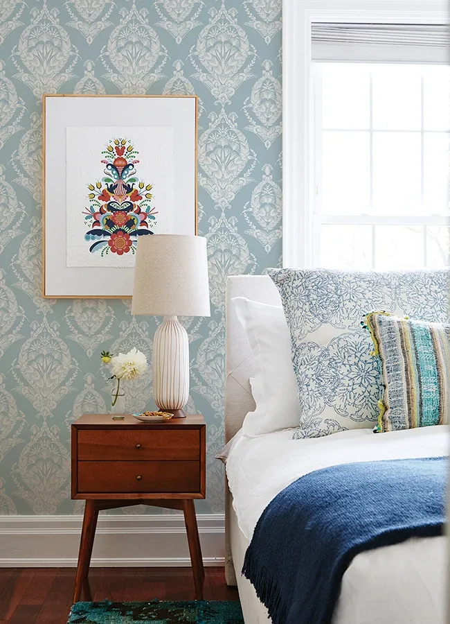 A-Street Prints Arlie Light Blue Botanical Damask Wallpaper | Wallpaper Twins A-Street Prints Arlie Light Blue Botanical Damask Wallpaper - SKU 4120-26819