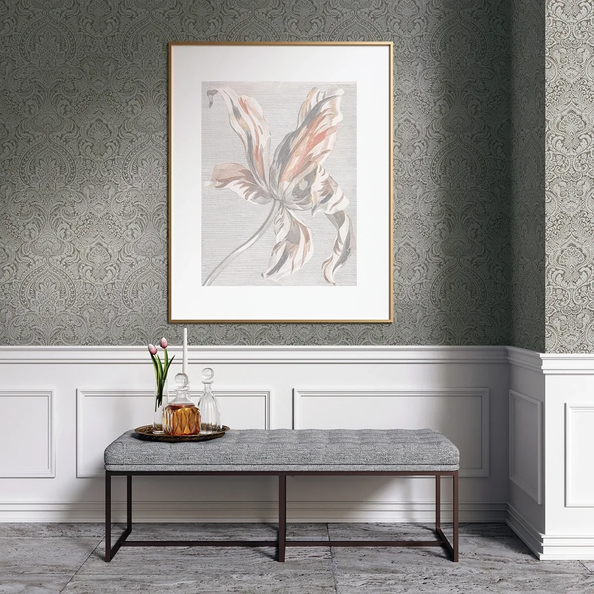A-Street Prints Artemis Pewter Floral Damask Wallpaper | Wallpaper Twins A-Street Prints Artemis Pewter Floral Damask Wallpaper - SKU 4019-86446