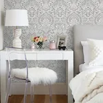 A-Street Prints Artemis Platinum Damask Wallpaper - SKU 2976-86444