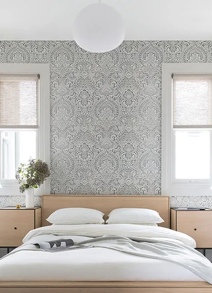A-Street Prints Artemis Platinum Damask Wallpaper - SKU 2976-86444