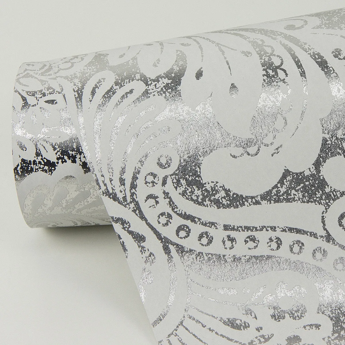 4019-86444 | Artemis Platinum Floral Damask Wallpaper