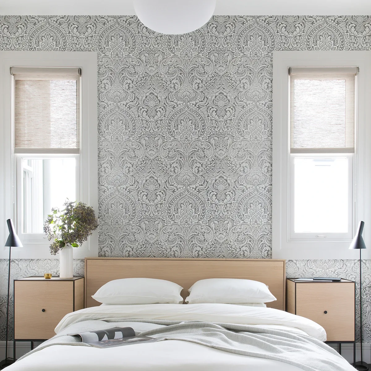 A-Street Prints Artemis Platinum Floral Damask Wallpaper | Wallpaper Twins A-Street Prints Artemis Platinum Floral Damask Wallpaper - SKU 4019-86444