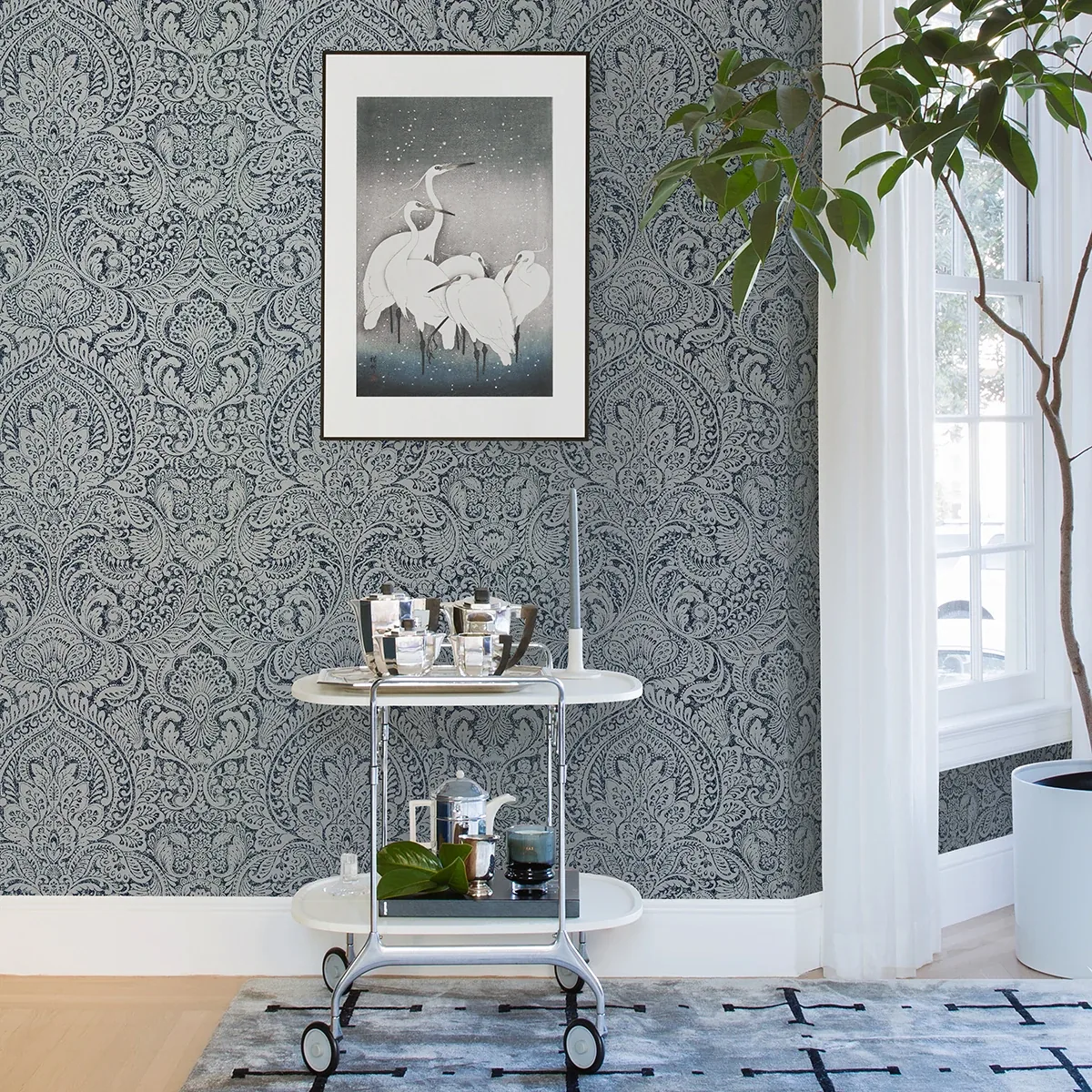 A-Street Prints Artemis Sapphire Floral Damask Wallpaper - SKU 4019-86442