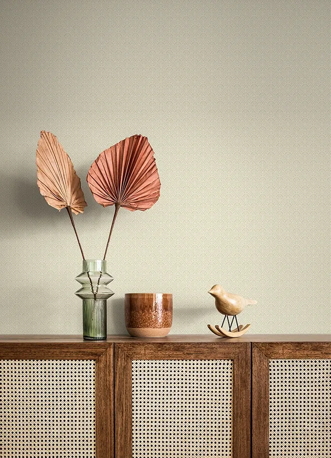 A-Street Prints Athena Cream Scalloped Botanical Wallpaper - SKU 4080-15913