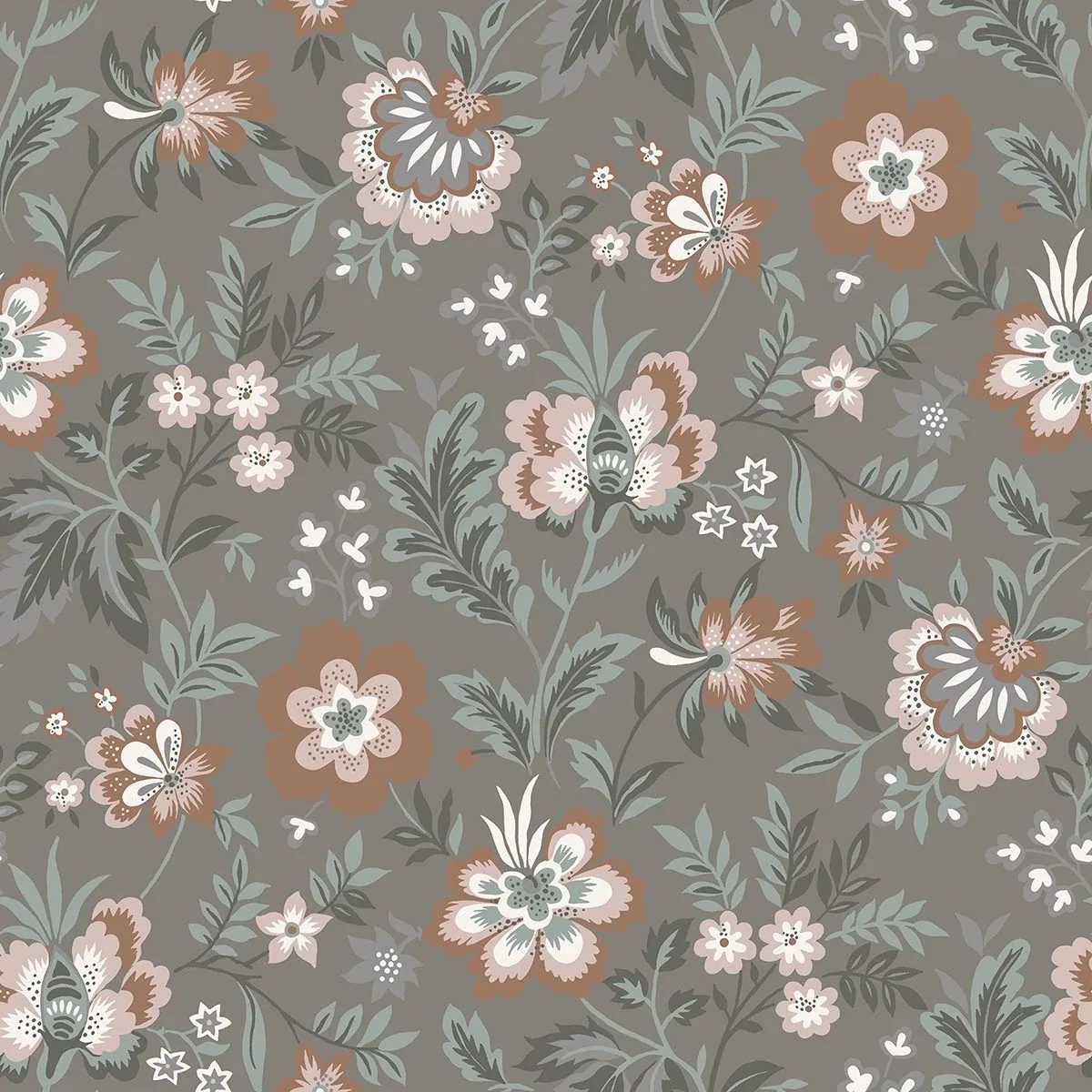 2948-28002 | Athena Grey Floral Wallpaper