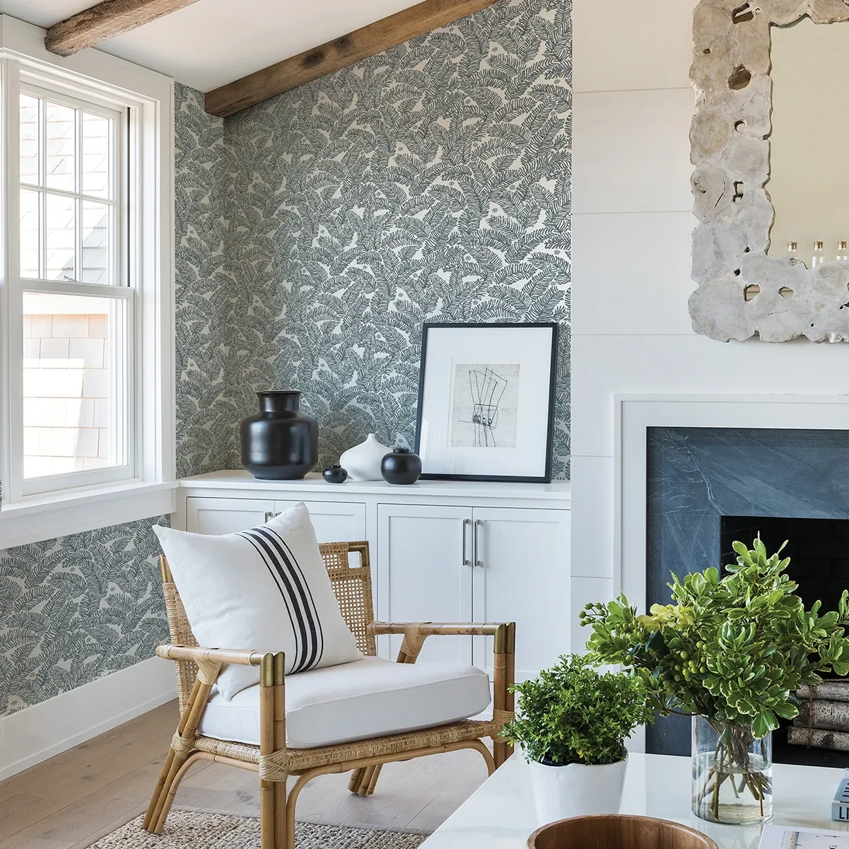 A-Street Prints Athina Grey Fern Wallpaper - SKU 2969-26035