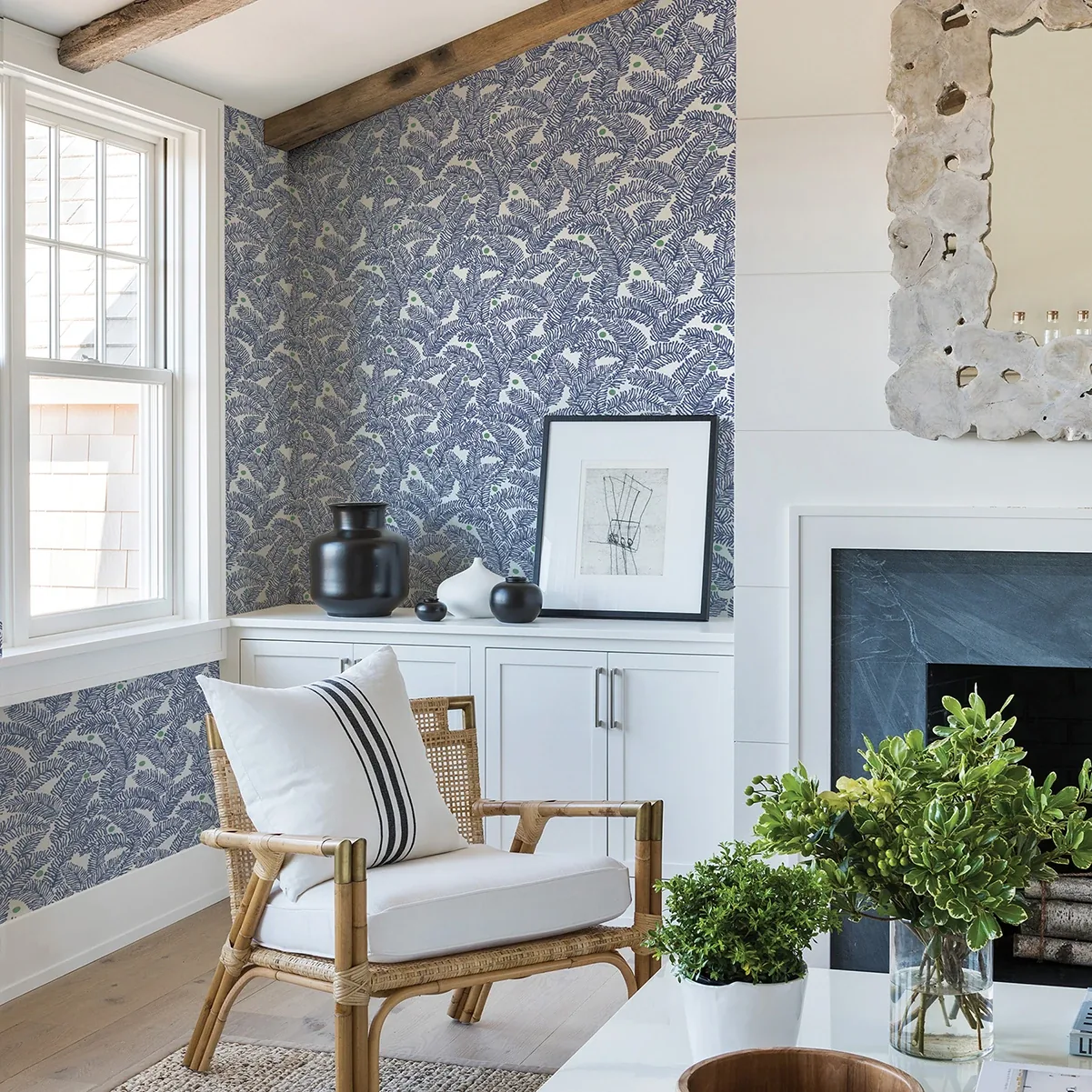 A-Street Prints Athina Navy Fern Wallpaper - SKU 2969-26034