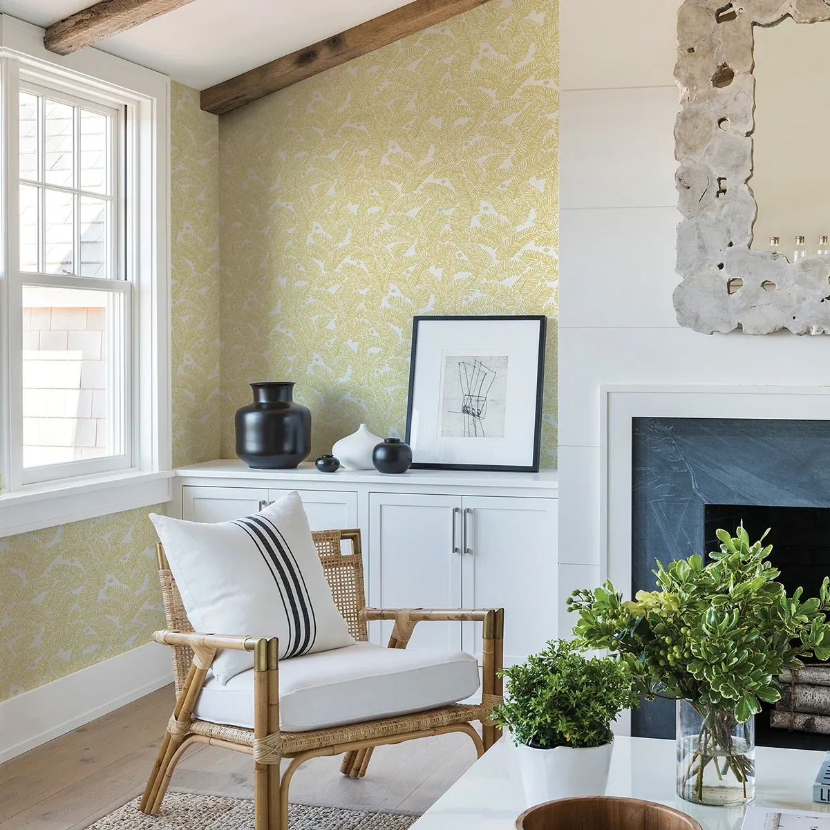 A-Street Prints Athina Yellow Fern Wallpaper - SKU 2969-26032