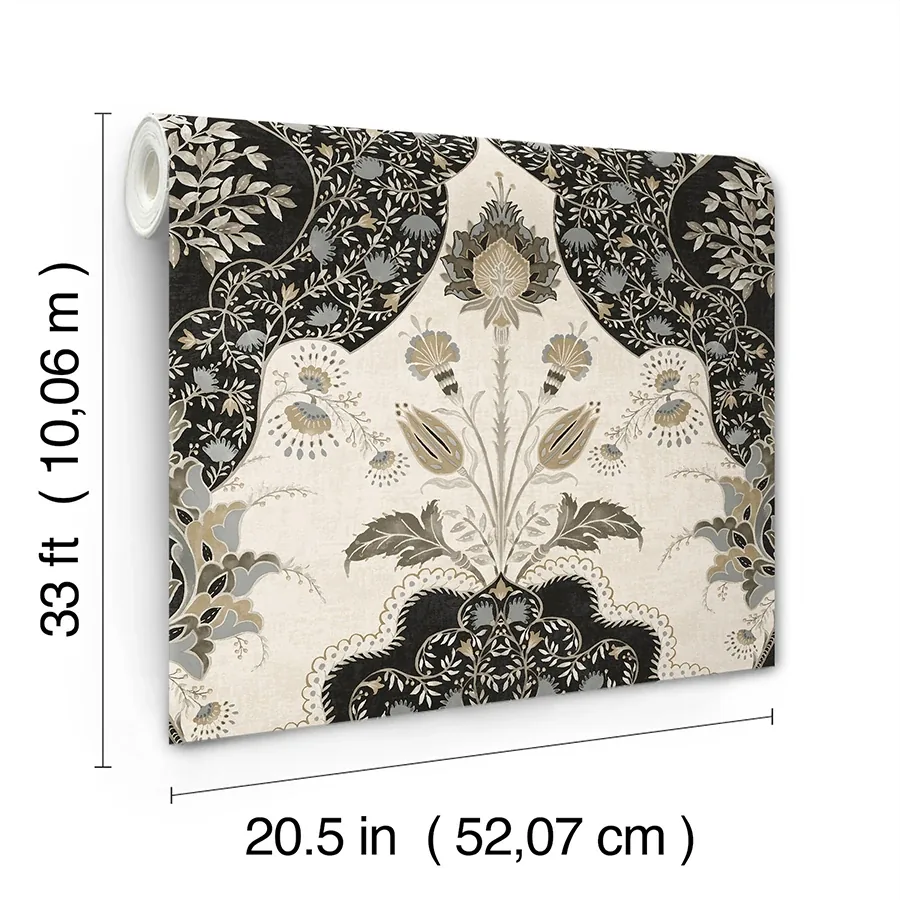 A-Street Prints Auden Black Floral Grandeur Wallpaper | Wallpaper Twins A-Street Prints Auden Black Floral Grandeur Wallpaper - SKU 4147-27389
