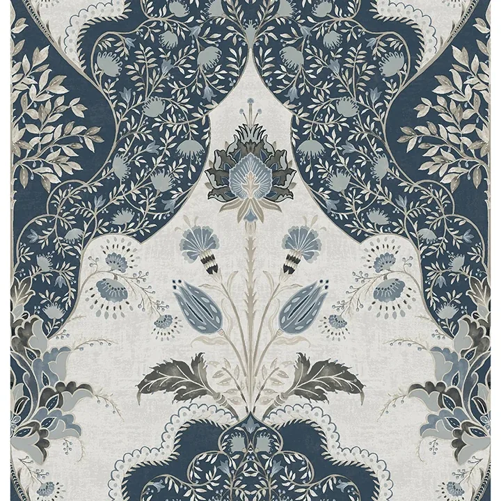 4147-27392 | Auden Dark Blue Floral Grandeur Wallpaper