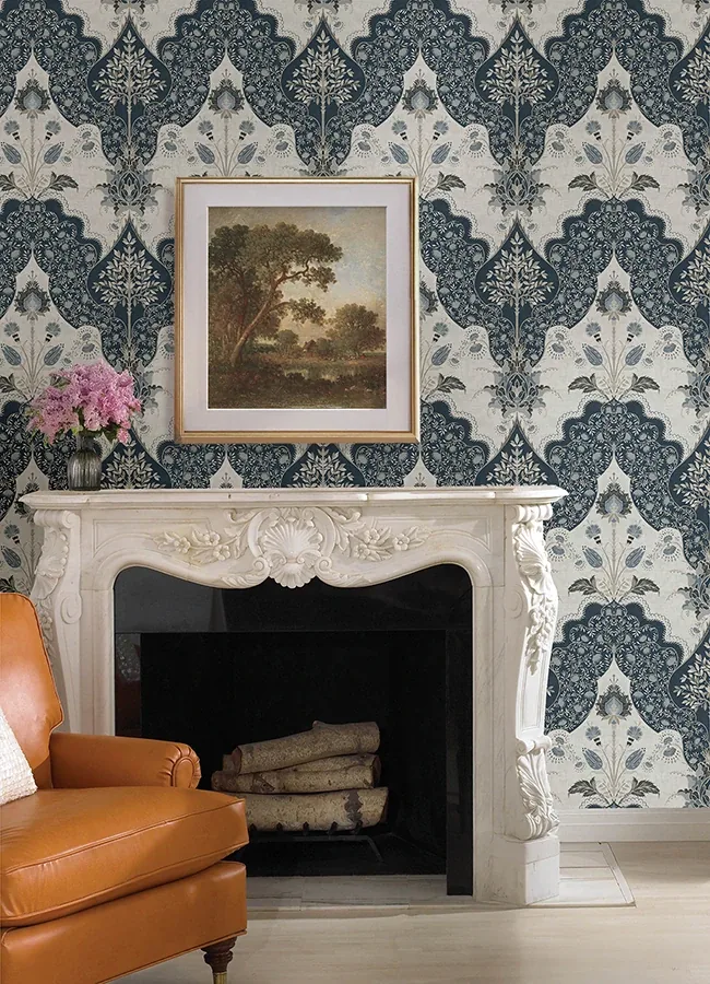 A-Street Prints Auden Dark Blue Floral Grandeur Wallpaper | Wallpaper Twins A-Street Prints Auden Dark Blue Floral Grandeur Wallpaper - SKU 4147-27392