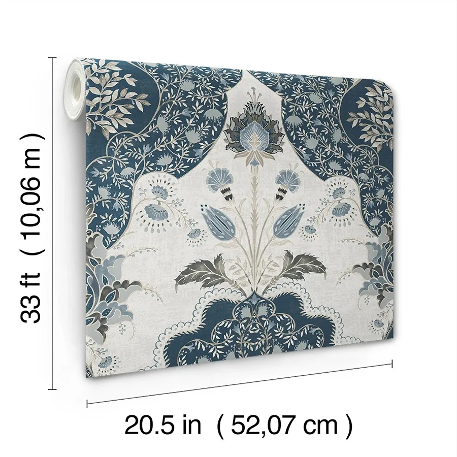 A-Street Prints Auden Dark Blue Floral Grandeur Wallpaper | Wallpaper Twins A-Street Prints Auden Dark Blue Floral Grandeur Wallpaper - SKU 4147-27392
