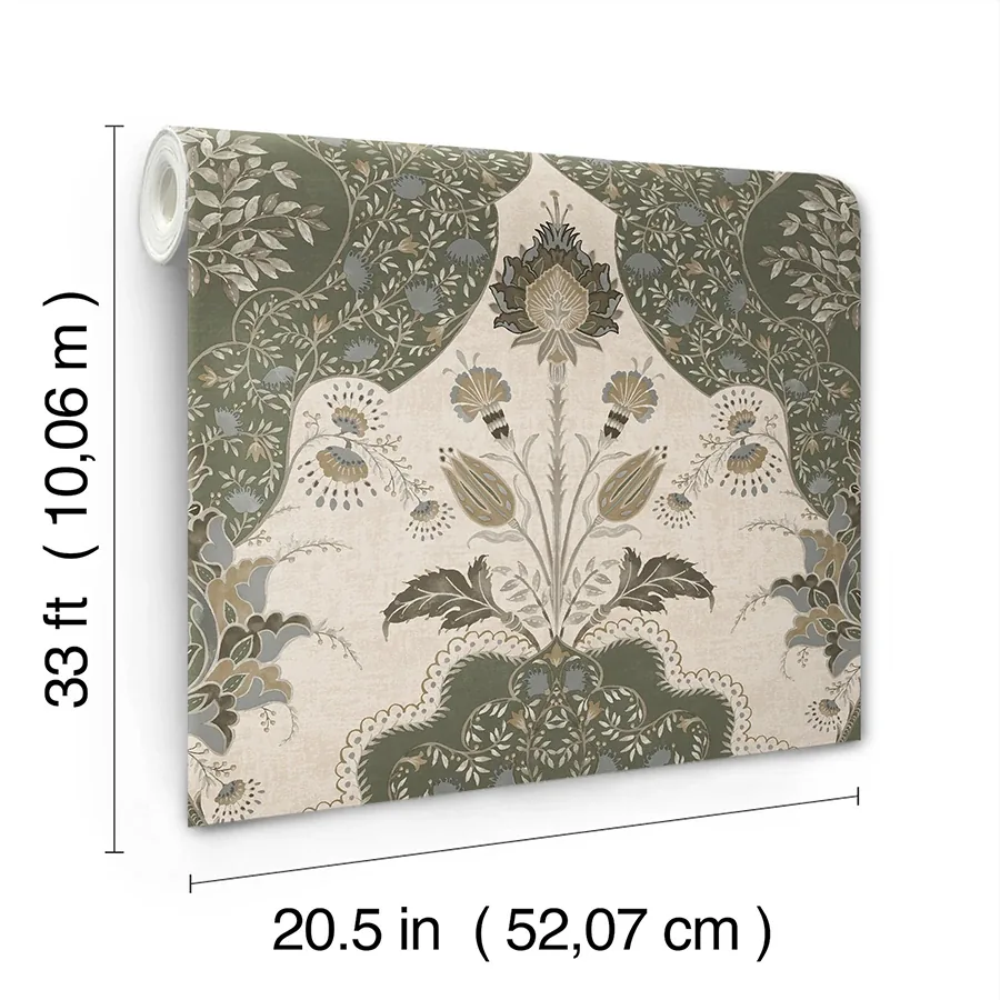 A-Street Prints Auden Green Floral Grandeur Wallpaper - SKU 4147-27391