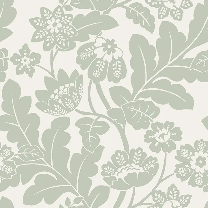 4074-87378 | Augusta Silver Flock Damask Wallpaper