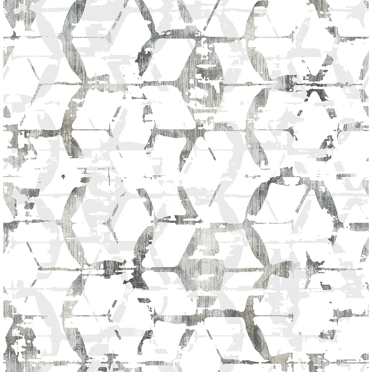 2969-26043 | Augustine Black Distressed Geometric Wallpaper