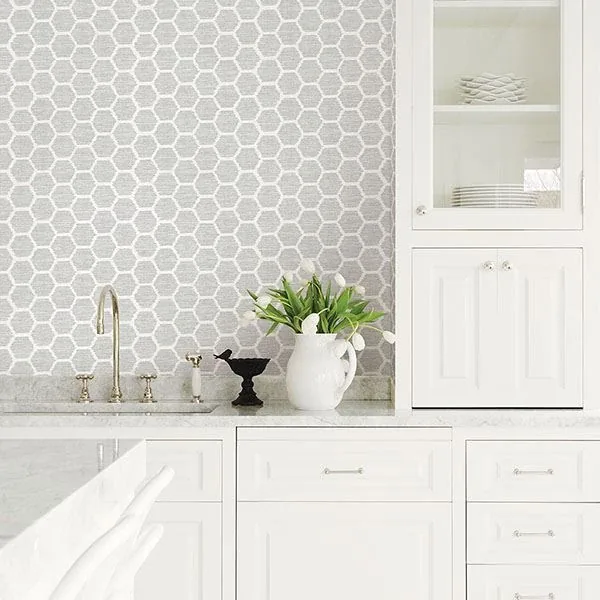 A-Street Prints Aura Grey Honeycomb Wallpaper | Wallpaper Twins A-Street Prints Aura Grey Honeycomb Wallpaper - SKU 2793-24712