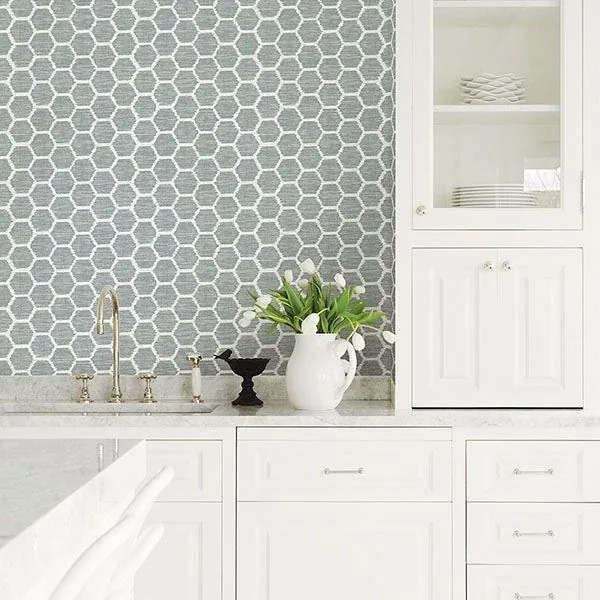 A-Street Prints Aura Teal Honeycomb Wallpaper - SKU 2793-24710