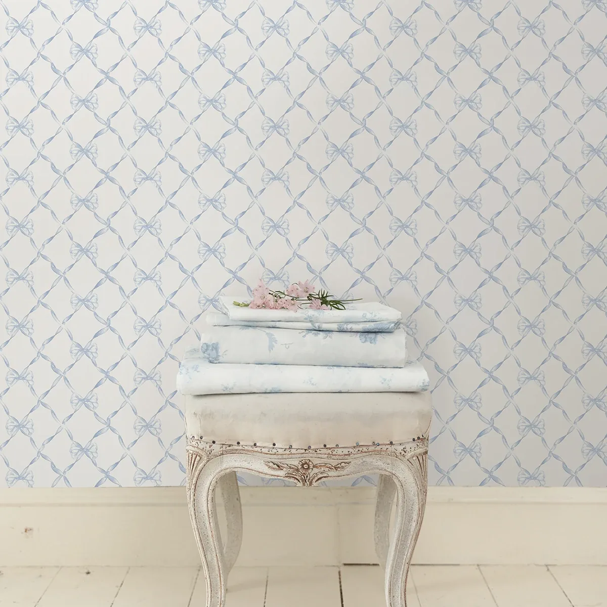 A-Street Prints Baby Bow Blue Bella Ribbon Ribbon Trellis Wallpaper | Wallpaper Twins A-Street Prints Baby Bow Blue Bella Ribbon Ribbon Trellis Wallpaper - SKU AST4168