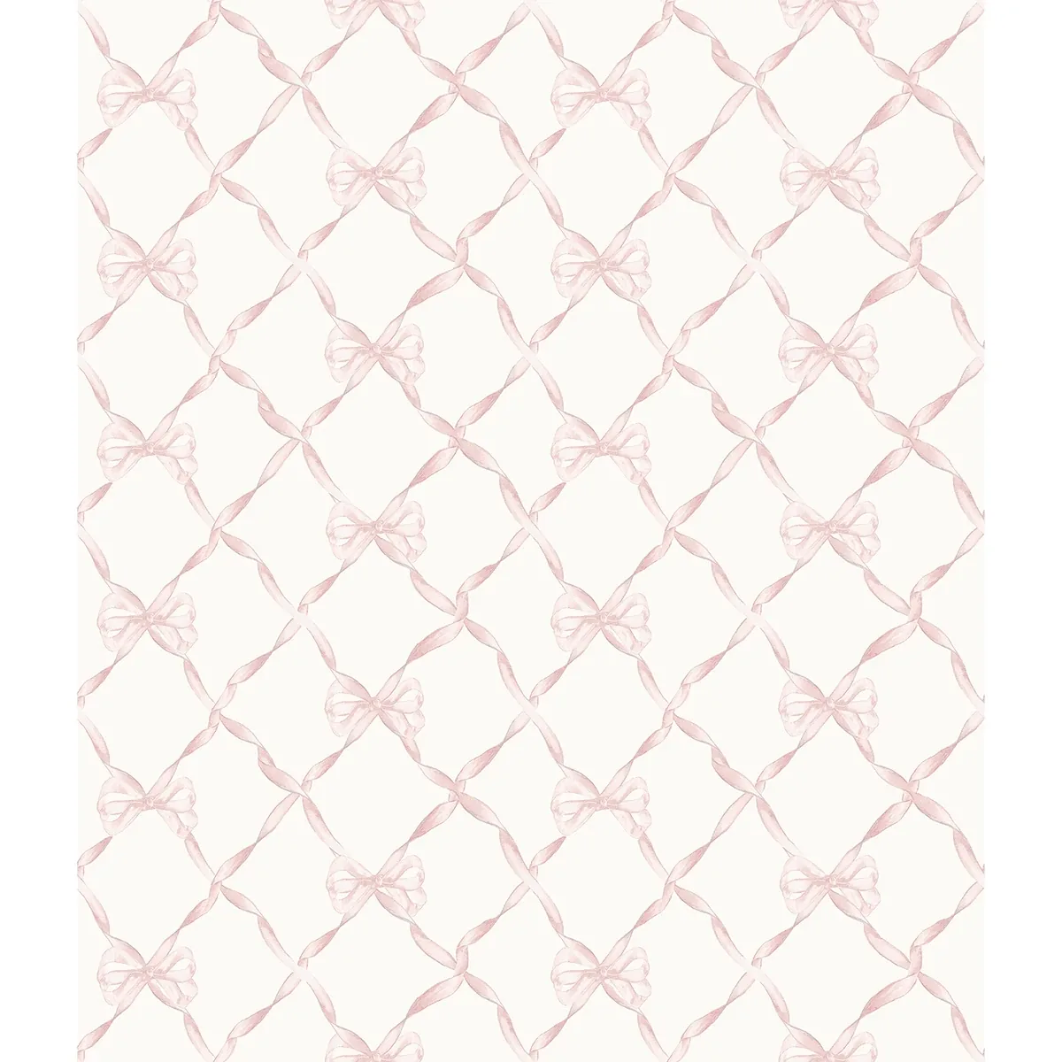 AST4114 | Baby Bow Faded Primrose Ribbon Trellis Wallpaper