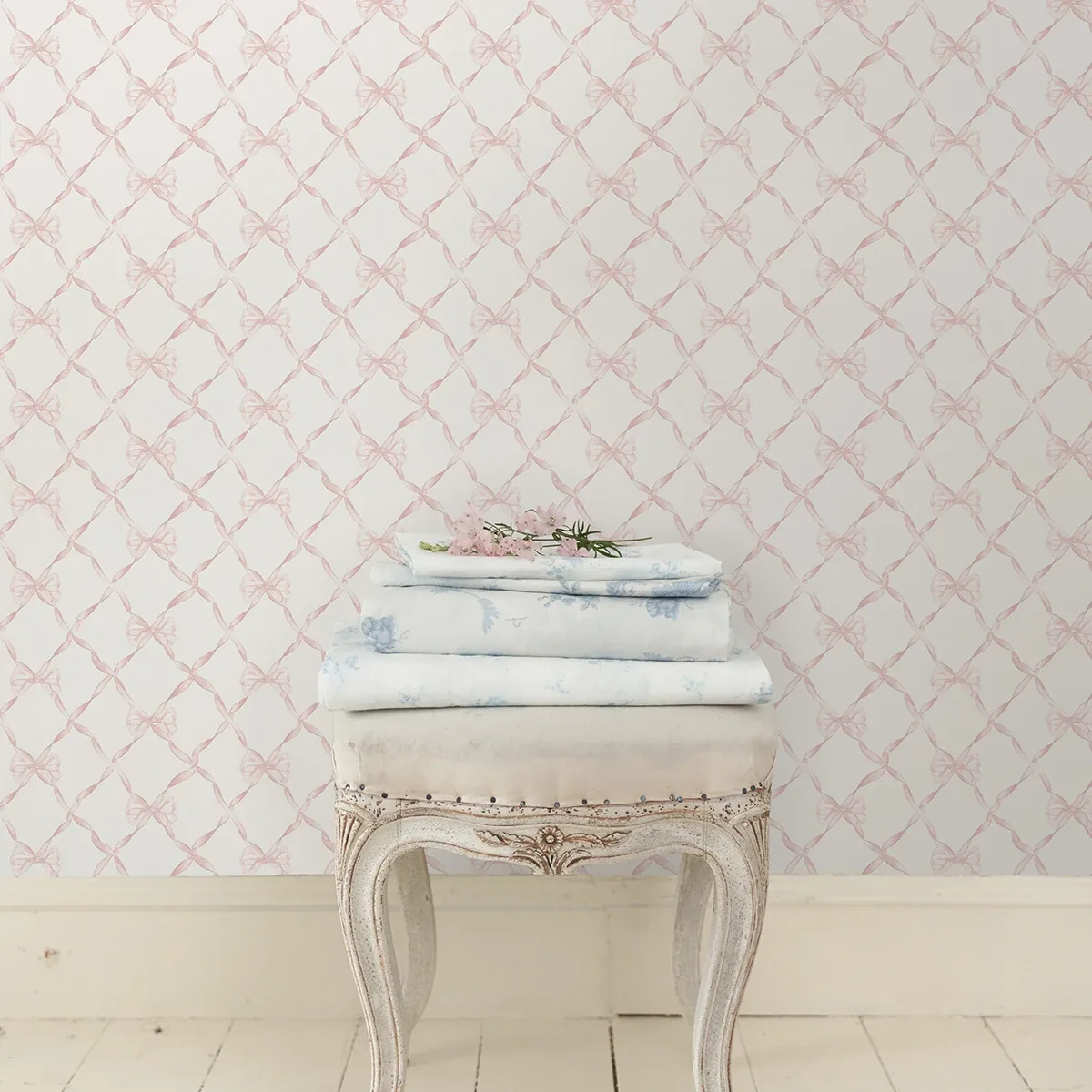 A-Street Prints Baby Bow Faded Primrose Ribbon Trellis Wallpaper | Wallpaper Twins A-Street Prints Baby Bow Faded Primrose Ribbon Trellis Wallpaper - SKU AST4114