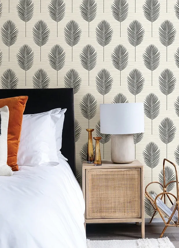 A-Street Prints Bali Black Fern Wallpaper - SKU 2988-70210
