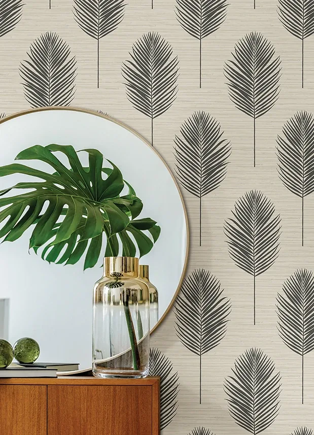 A-Street Prints Bali Black Fern Wallpaper - SKU 2988-70210