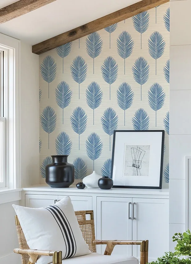 A-Street Prints Bali Blue Fern Wallpaper - SKU 2988-70212
